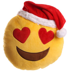 Christmas Hat Heart Eyes Emotive Cushion