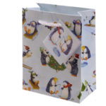 Christmas Penguin Design Small Glossy Gift Bag
