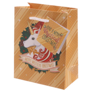 Christmas Unicorn Design Small Glossy Gift Bag