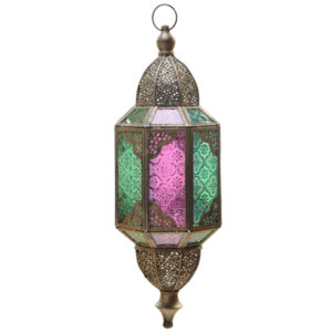 Domed Glass Moroccan Style Metal Hanging Lantern