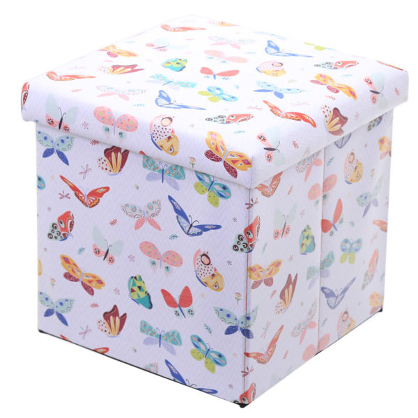 Foldable Padded Stool  and  Storage Box - Butterfly Design