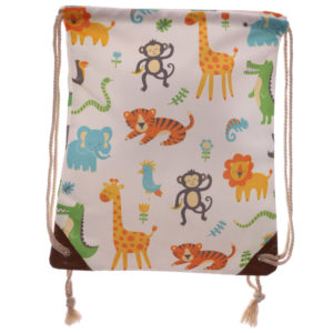 Handy Cotton Drawstring Bag - Zoo Design