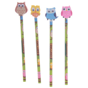 Fun Cute Owl Design Pencil and Eraser Set