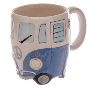 Funky Novelty Blue Camper Van Design Ceramic Mug