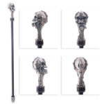 Decorative Walking Stick with Fantasy Silver Skull Top