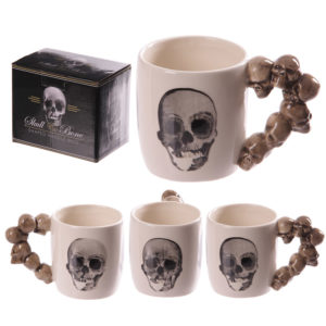 Novelty Skulls Stack Shaped Handle Ceramic Mug