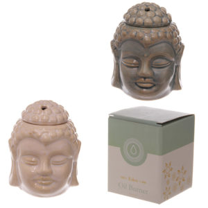 Ceramic Buddha Head Design Crackle Glazed Oil Burner