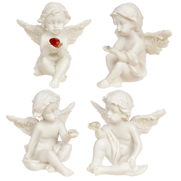 Collectable Cherub Sitting Holding Mineral Stone