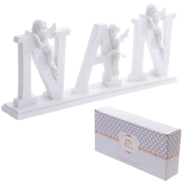 Cute NAN Letter Cherub Ornament on Base
