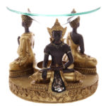 Decorative Gold and Brown Thai Buddha Oil Burner with Dish