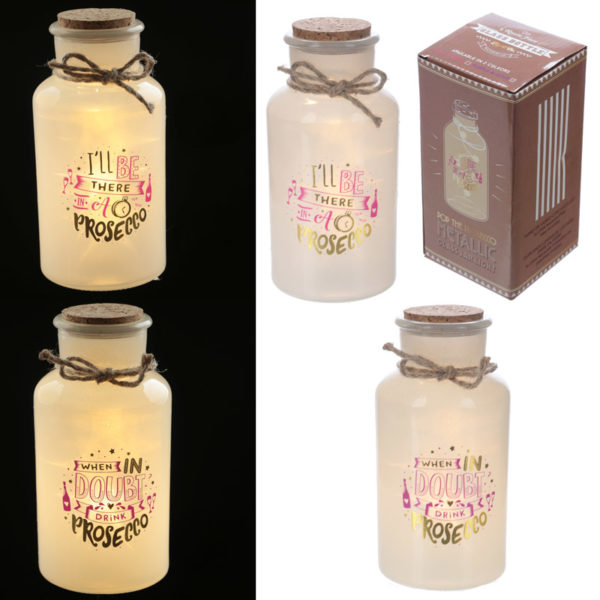 Decorative LED Glass Jar Light - Prosecco Slogans