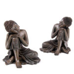 Decorative Wood Effect Thai Buddha with Head on Knee