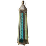 Domed Tall Glass Moroccan Style Metal Standing Lantern