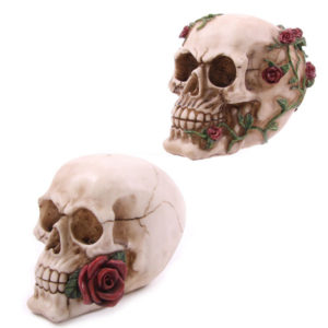 Fantasy Skull Head with Roses Ornament