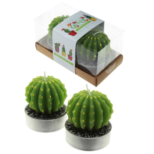 Fun Decorative Single Cactus Candles - Set of 2 Tea Lights