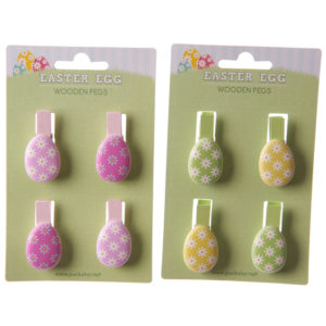 Fun Easter Egg Design Pack of 4 Decorative Craft Pegs