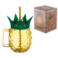 Fun Glass Drinking Jar with Straw - Pineapple