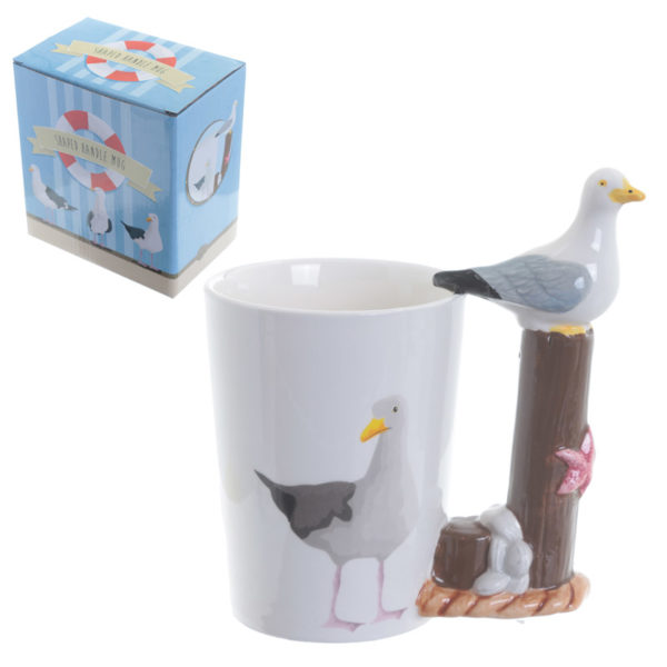 Fun Seagull Shaped Handle Ceramic Mug
