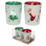 Glass Candleholder Set of 2 – Christmas Designs