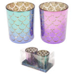 Glass Candleholder Set of 2 - Mermaid Tail Design