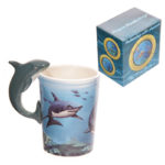 Novelty Sealife Design Shark Shaped Handle Ceramic Mug