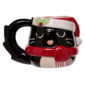 Festive Feline Cat Head Christmas Shaped Ceramic Mug