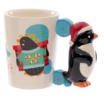Ceramic Penguin Christmas Shaped Handle Mug