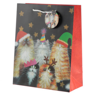 Kim Haskins Cats Design Large Christmas Gift Bag