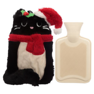 Cute Christmas Feline Festive Cat 1L Hot Water Bottle and Cover