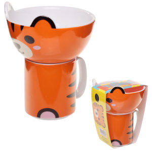 Children's Porcelain Mug and Bowl Set - Cute Tiger