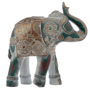 Medium Decorative Turquoise and Gold Elephant