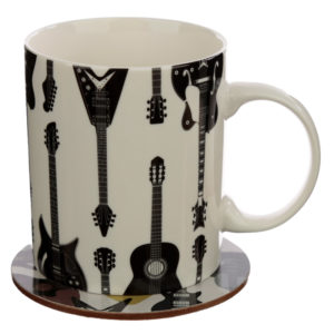 Porcelain Mug and Coaster Gift Set - Headstock Guitar
