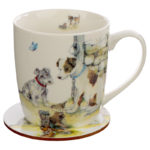 Porcelain Mug and Coaster Gift Set - Jan Pashley Dogs